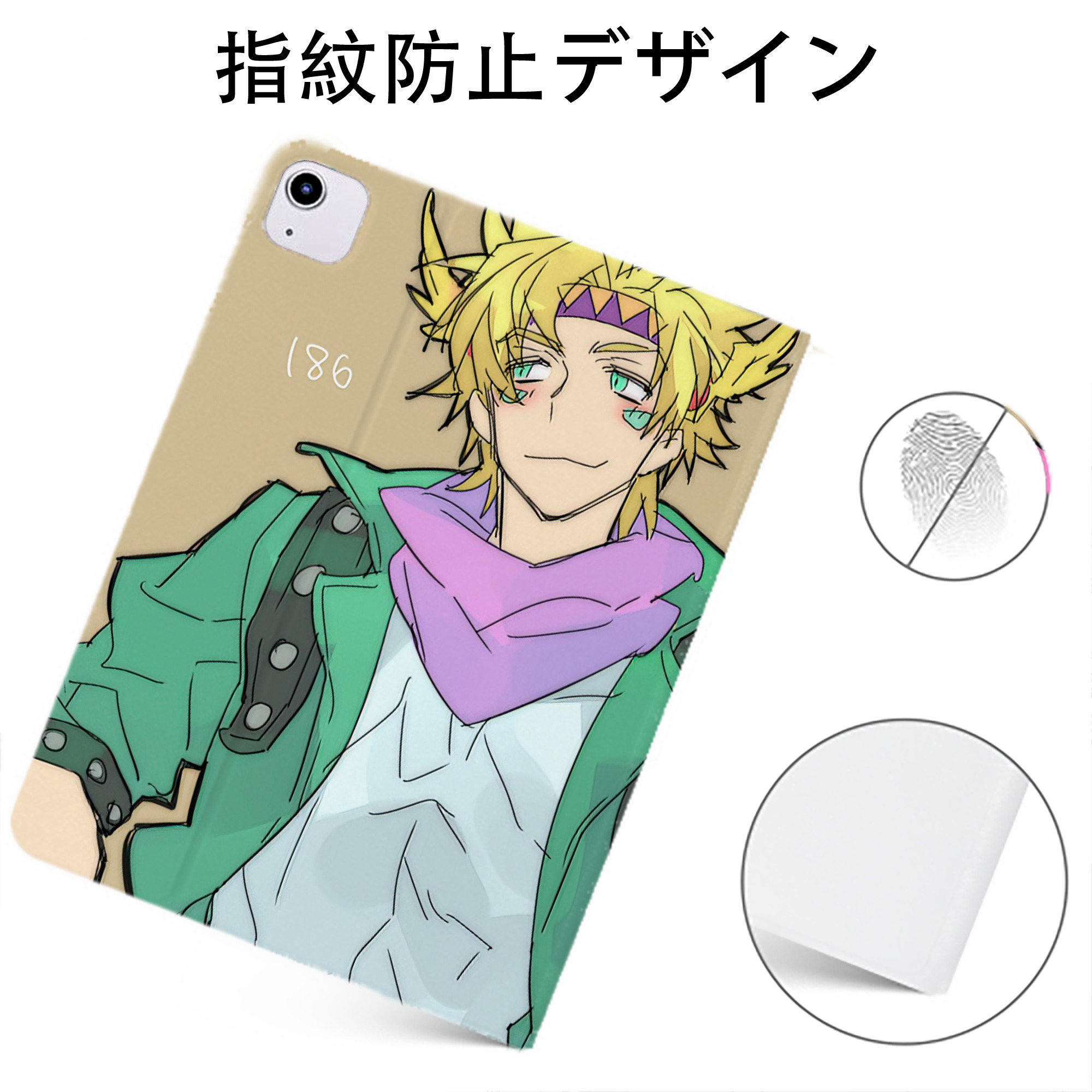 （画像用） ジョジョの奇妙な冒険 JoJo's Bizarre Adventure IPadケース ペンホルダー付き ブックスタイルデザイン